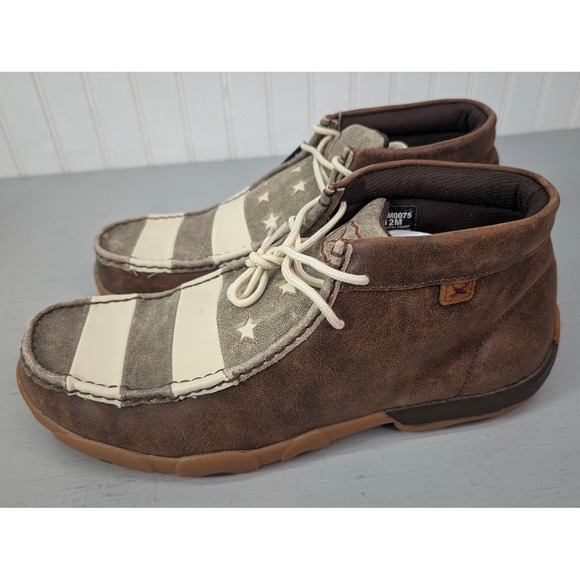 Twisted Mens Chukka Driving Moc MDM0075 Brown/Ivory USA Flag Casual Size 12M NOB main image 10